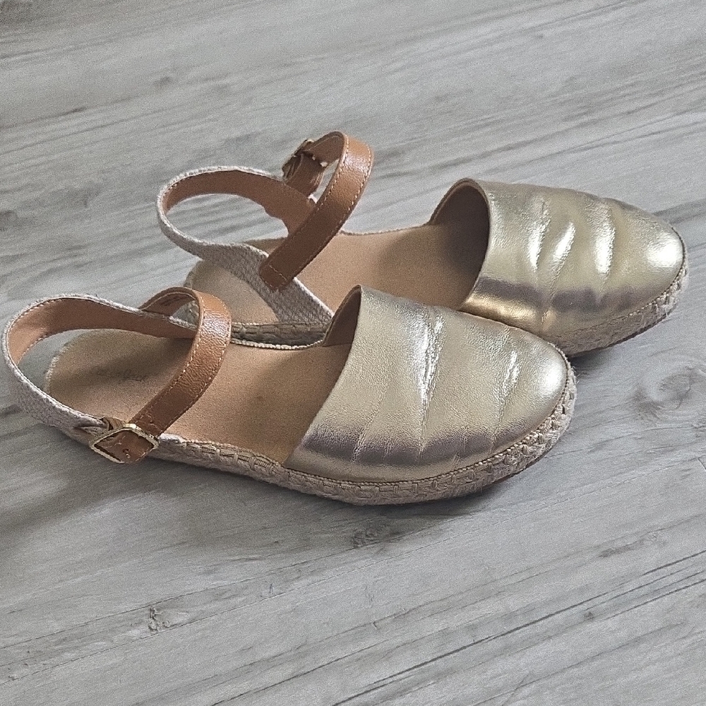 Cat & Jack Gold and Tan Espadrilles with Metallic Finish